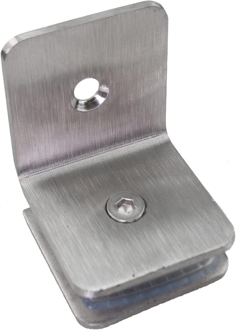 MEETOOT Shower Room Glass Partition Code, 90 Degree Single Side 304 Stainless Steel Square Fixed Clamp Glass Door Brackets Support with A Thickness of 8-12mm