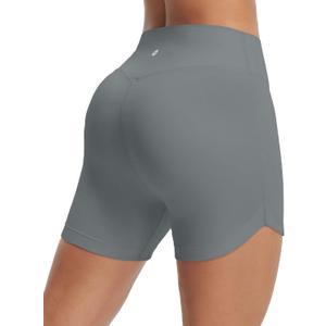 baleaf Womens 5" Biker Shorts High Waisted Workout Spandex Short Tummy Control Gym Yoga Athletic with Pocket Dark Gray XS