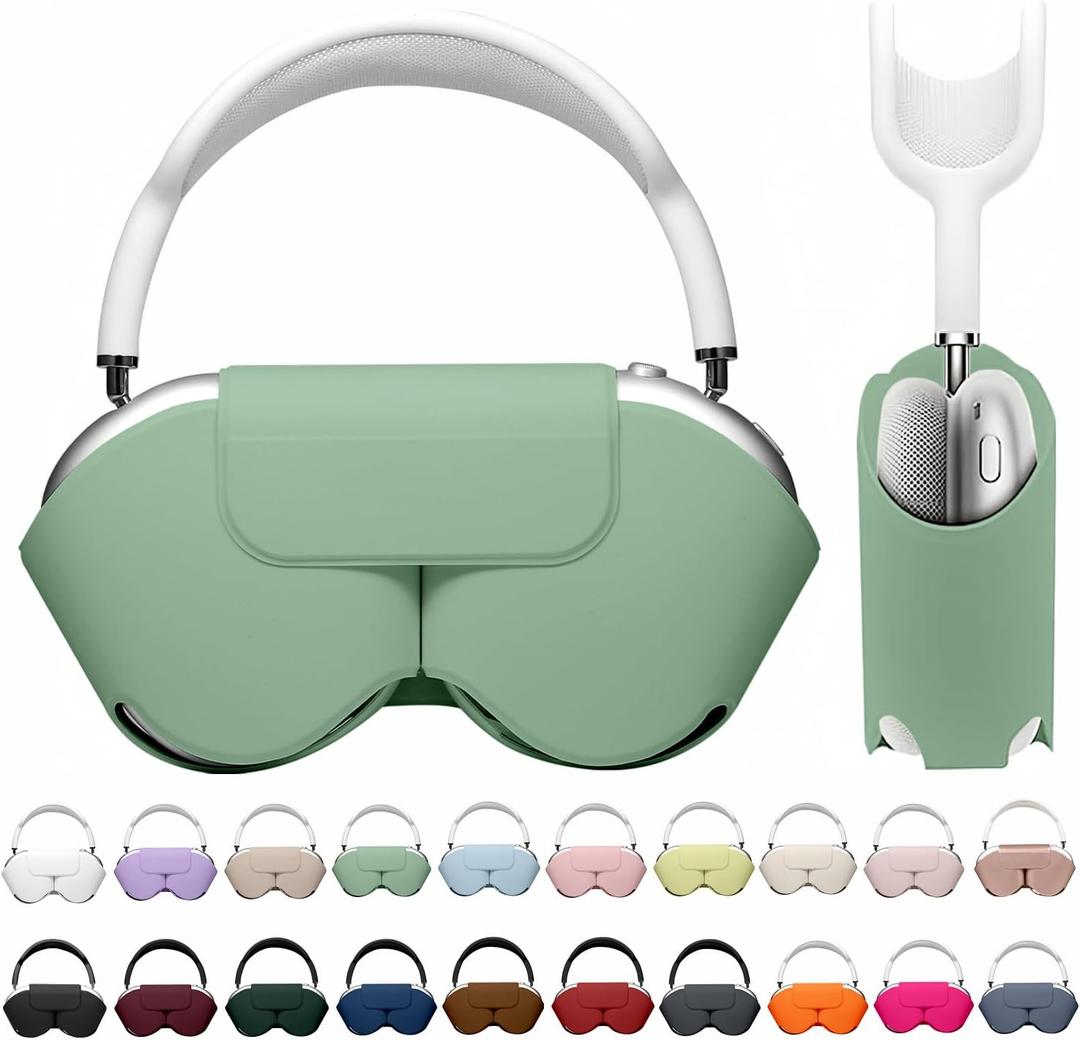 Maxjoy for Apple Airpods Max Smart Case Cover, Soft PU Leather Protective Cover Accessories for Airpod Max with Sleep Mode, Anti-Dust Travel Carrying Case for Airpods Pro Max Headphones, Grass Green