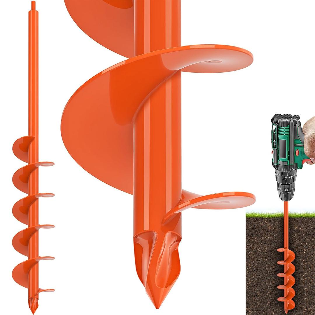 Upgraded Auger Drill Bit for Planting 4'' X 32'' Garden Drill Augers for Digging Holes Post Hole Auger for Bulbs, Flower, Fence Posts Earth Auger Bit for Cordless and Corded Drill - Fit 3/8" Hex Drive