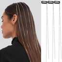 Hair Clips 6 PCS Rhinestones Bling Punk Tassel Crystal Hair Extension Accessories 20 Inch Hair Strand for Women and Girls Hair Decorative