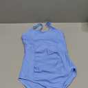 BAVEDER Girls Swimsuit One Piece Swimsuits Solid Ruched Bathing Suit for Girls Full Coverage Modest Padded Swimwear 9-16y (11-12 Years, Light Blue)