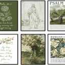 Aglcatie Green Christian Wall Art Poster Set of 6 Bible Verse Wall Decor Pictures Jesus Lamb Scripture Floral Canvas Prints Posters Religious Aesthetic Painting for Bedroom Bathroom 8x10in Unframed