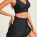 Daci Women High Waisted Bikini Set with Skirt - Tummy Control 2 Piece Swimsuit Twist Knot Bathing Suit 2026 (Black, M)
