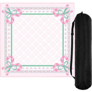 Drydiet Pink Candy Cane Christmas Mahjong Mat Christmas Wonderland Mahjong Table Mat with Carrying Bag 31.5" x 31.5" Cute Aesthetic Anti Slip Noise Reduction Games Table Cover for Poker Card Board