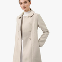 Allegra K Women's Peter Pan Collar Double Breasted Winter Long Trench Pea Coat, XS