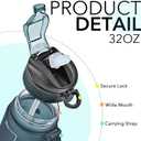 Hyeta 32 oz Water Bottles with Times to Drink and Straw, Motivational Water Bottle with Time Marker, Leakproof, Drinking Sports Water Bottle for Fitness, Gym and Outdoor
