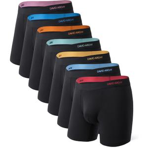 DAVID ARCHY Mens Underwear Rayon Made from Bamboo 7-Pack, Wicking-Moisture & Cool Boxer Briefs with Support Pouch (Medium, Black - 6.5'' in 7 Pack)