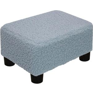 CAROLMADE Small Foot Stool Ottoman Footstool with Legs Under Desk Footrest for Living Room Bedroom and Office, Soft Blue (11"D x 15.4"W x 8.3"H)