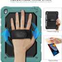 Ambison Case for iPad 9th/8th/7th Generation 10.2'' 2021/2020/2019, [Kid Proof] Full Body Protective Case with 9H Tempered Glass Screen Protector, 360 Rotatable Kickstand & Hand Strap (Teal & Black)