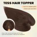 TESS Hair Toppers for Women with Thinning Hair,10Inch 360 3D Cover Human Hair Topper no Bangs Middle Part Clip in HairPieces for Women Daily Wear Clip in Side Bangs Dark Brown