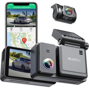 4K Dual Dash Cam Front and Rear, Wi-Fi GPS, 3 Inches IPS Touch Screen, Car Camera Driving Recorder with Night Vision, Parking Mode