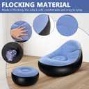 Inflatable Lounge Chair for Adults, Portable Folding Inflatable Blow Up Couch with Foot Stool, Lazy Flocking Recliner Chair Air Sofa for Indoor Outdoor Travel Camping (No Pump)