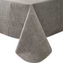 Pioggia Vinyl Tablecloth with Flannel Backing Rectangle Waterproof Oil-Proof Plastic Table Cloth Wipeable PVC Table Cover for Indoor and Outdoor (Grey, 60 x 102 Inch)