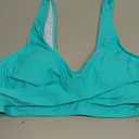 Fanuerg Women's Twist Front Bikini Top V Neck Push Up Padded Swimsuit Top Bathing Suits (Medium, 01- Lake Green)