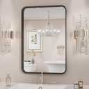 Sweetcrispy Black Bathroom Vanity Mirror for Wall, 22x30 Inch Metal Framed Wall Mirror Farmhouse Rectangle, Anti-Rust, Tempered Glass, Hangs Horizontally or Vertically (30"L x 22"W)