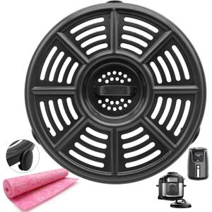 Air Fryer Replacement Parts Crisper Plate for Ninja Air Fryers Foodi, 8.2 inch 4QT Premium Round air Fryer Tray Grill Pan Plate Accessories with Rubber Feet for Ninja, Dishwasher Safe