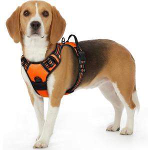 Eagloo Dog Harness Small Sized Dog, No Pull Service Vest with Reflective Strips and Control Handle, Adjustable and Comfortable for Walking, No Choke Pet Harness with 2 Metal Rings, Orange, S