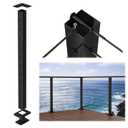 Muzata Aluminum Black Corner Cable Railing Post 36 Inch 36"X2"x2" T-drilled One-Post Corner Solution Surface Mount Cable Railing System Kit Indoor Outdoor Seaside with User Guide PD02 B3AS