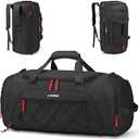 Travel Duffle Bag Backpack for Men 40L Medium Sports Gym Duffel with Wet Pocket & Shoes Compartment Carry on Overnight Weekender Bag for Travel, Black