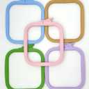 Nurge 5Pcs Plastic Small Square Embroidery Hoops, Cross Stich Hoop, Punch Needle Hoop Multicolor (Small) (No:2 (Small))