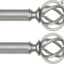 2 Pack Curtain Rod 32 to 58 Inches (2.6 to 4.8 ft), USFOOK 7/8 Inch Heavy Duty Curtain Rods for Windows, Telescoping Splicing Drapery Rods with Antique Silver Twisted Cage Finials