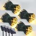 4 Pack 400 LED Solar String Lights for Outside, Solar Christmas Lights Outdoor with 8 Lighting Modes, Waterproof Green Wire Solar Powered Tree Light for Xmas Party Yard Garden Decorations (Warm White)
