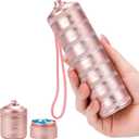 Travel Pill Organizer 7 Day - Waterproof Metal Weekly Pill Box Daily Pill Case with 7 Compartments, Pill Container for Vitamin Medicine Supplements Fish Oil, Pink Daily Pill Organizer