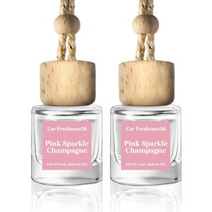 HoogaLife Car Air Freshener Diffuser 2 Pack Hanging Air Freshener Diffuser - Pink Sparkle Champagne Fragrance Oil Air Diffuse r for Car, 45+ Days Long Lasting Fragrance Made in USA (P38)
