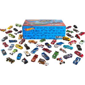 Hot Wheels Toy Cars & Trucks, 50-Pack of 1:64 Scale Vehicles, Individually Packaged 