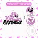 BEISHIDA Pink Cake Topper Pink and Black My 2nd Birthday Cake Decorations 2nd Birthday Party Supplies for Kids Girls