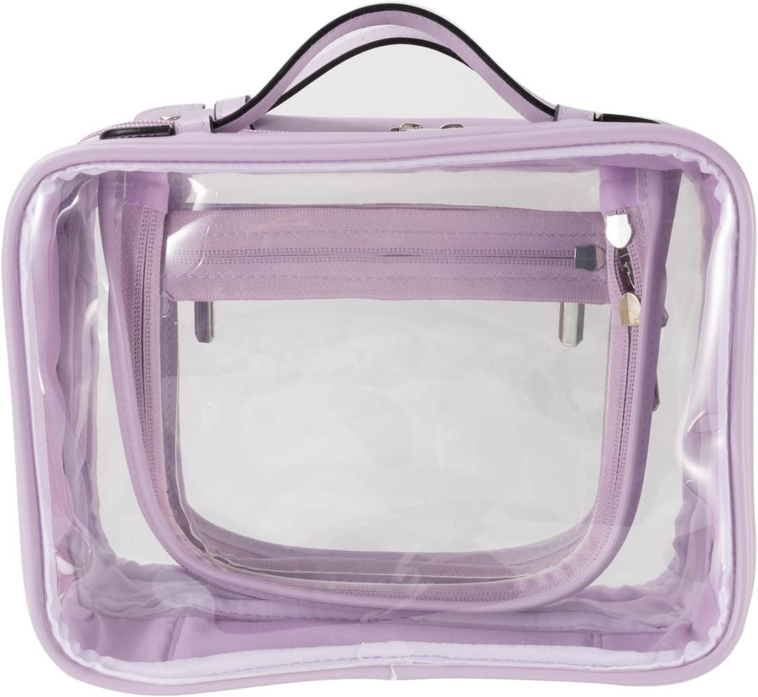 SANHECUN traveling toiletry case clear cosmetics case makeup bag (Purple, Small)