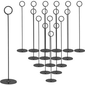 Urban Deco 16PK Table Number Holders Place Card Holders 12 Inch Table Card Holders Steel Card Holders for Photos, Food Signs, Memo Notes, Weddings, Restaurants, Birthdays(Black)