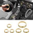 JWWY Air Conditioner Headlight Switch Knob 4WD Wheel Drive Trailer Gear Switch Knob Cover for 2021-2026+ Ford Bronco Accessories Aluminum Alloy 6PCS GoldDon't fit Bronco Sport
