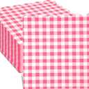 2 x 50 Pack Pink Scalloped Gingham Paper Napkins, Light Pink and White Striped Luncheon Napkin, Disposable Checkered Dessert Napkins, for Valentines, Baby Shower, Tea Party, Picnic, 6.5 x 6.5 Inches