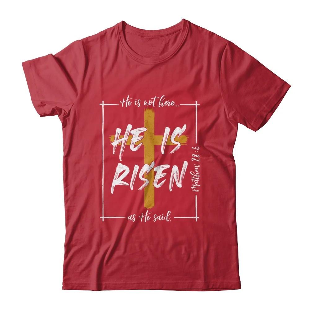 Easter Christian He is Risen Sun Resurrection Men Women Kids T-Shirt (Red, XS)