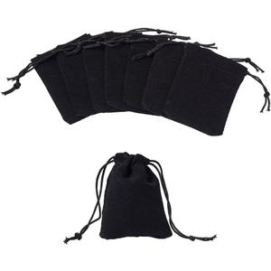 FASHEWELRY 100 Pack Black Drawstring Velvet Jewelry Dice Bags 2.8x2 inch Small Gift Bags Wedding Party Favor Candy Storage Present Packaging Pouches for Samll Business Selling