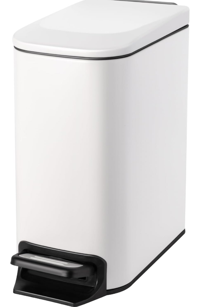 Cesun Small Bathroom Trash Can with Lid Soft Close, Step Pedal, 6 Liter / 1.6 Gallon Stainless Steel Slim Garbage Can for Bedroom, Diaper Waste Basket with Removable Inner Bucket (White) Cesun Small Bathroom Trash Can with Lid Soft Close, Step Pedal, 6 Liter / 1.6 Gallon Stainless Steel Slim Garbage Can for Bedroom, Diaper Waste Basket with Removable Inner Bucket (White)