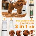oneisall Dog Clippers and Paw Trimmer Kit 2 in 1 Low Noise Cordless Dog Clippers for Grooming Pet Hair Trimmers for Small and Large Dogs Cats Animals