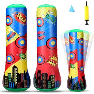 Jenaai Punching Bag 47 Inches Inflatable Bopper Punching Bag with Bounce-Back Action Sport Bop Bopper for Practicing Karate Taekwondo