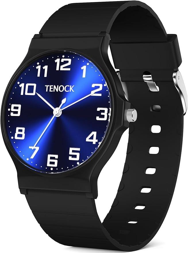 TENOCK Kids Analog Watch for Boys and Girls, 30M Water Resistant (3ATM), Sports Watch with Thin Dial & Soft Band, Easy to Read for Ages 515 – Perfect Birthday Christmas Gift for Kids(LightBlue)
