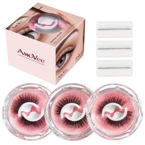 Self Adhesive Eyelashes, Eyelashes with No Glue Needed, False Eyelashes Easy to Wear and Remove (Pack of 3 Pairs)