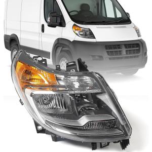 5 Pins Headlight Assembly for Ram ProMaster Cargo Van 1500 2500 3500 2014-2022 Halogen Headlamp w/o DRL Right Passenger Side RH 4725944AK CH2503254