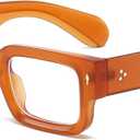 Thick Frame Square Glasses for Women Men Trendy Rectangle Blue Light Glasses Computer Eyeglasses (Brown)