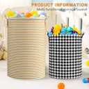 Harborway 3 Pack Laundry Hamper Collapsible Large Waterproof Cotton Linen Clothes Hamper with Handles Freestanding for Home Dorm Bathroom Bedroom Campin (Art Deco)