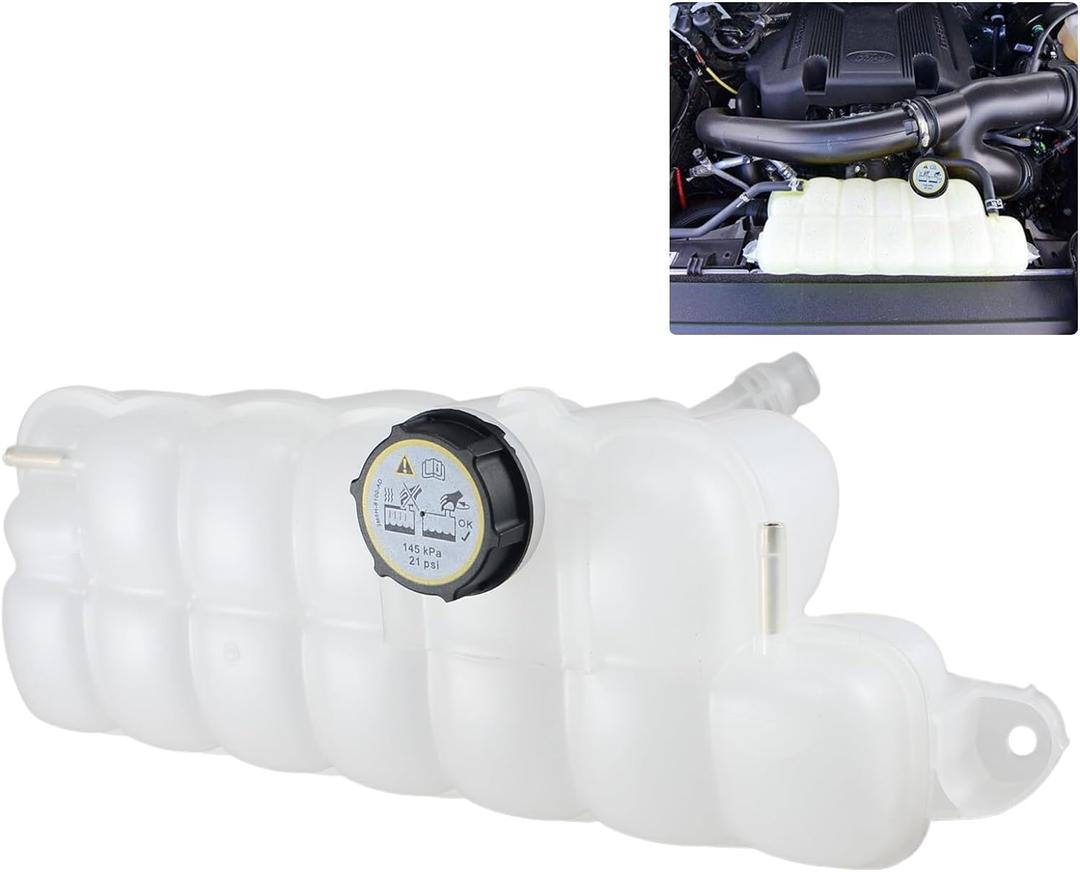 FL3Z-8A080-A Front Engine Coolant Reservoir Tank with Cap Compatible with 2018-2024 Ford Expedition, 2015-2024 Ford F-150, 2015-2023 Ford Lobo | 2018-2024 Lincoln Navigator, Replaces# 603-318
