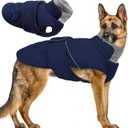 PUMYPOREITY Warm Dog Jacket, Reflective Winter Coat with Adjustable Hook & Loop, Fleece Snowsuit with Turtleneck, Water Resistant Cold Weather Coats for Small Medium Large Dogs, M, Blue