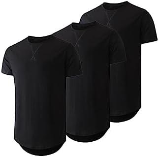 JMIERR Mens 2 Pack Cotton Hipster Hip Hop Longline Crewneck T-Shirt 4XL