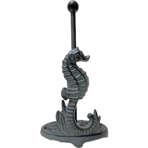 BestGiftEver Seahorse Paper Towel Holder - Coastal Kitchen & Dining Decor with Rustic Patina, Nautical Freestanding Design in Beach House Style for Sea Animal Lover
