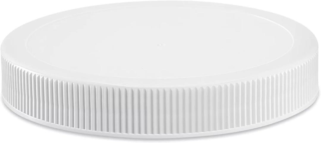 120mm (4 7/8 ") Fit - (6 Pack) Large White Plastic Lids for 1 Gallon Wide Mouth Glass & Plastic Jars  PE Foam Liner, Food-Grade, Leak-Resistant Caps (Jars Not Included) by The Kombucha Company